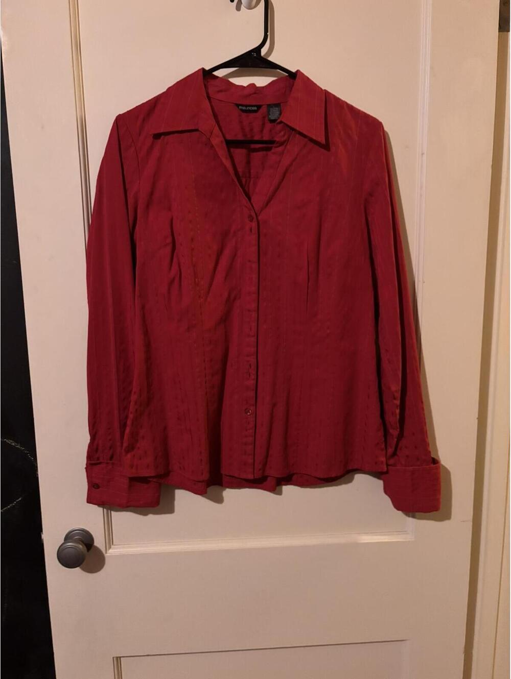 Maurices Burgundy Long Sleeve Button-Up Shirt Size L